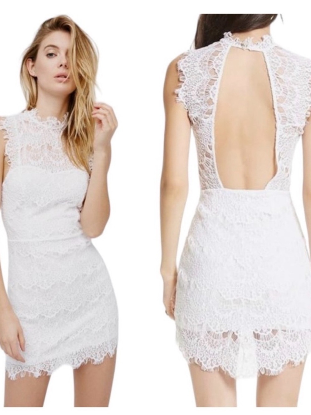 NEW Free People Intimately white lace black less mini dress size M